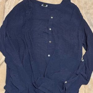 Zac & Rachel Deep Navy Casual Long-Sleeve Button-Front Shirt